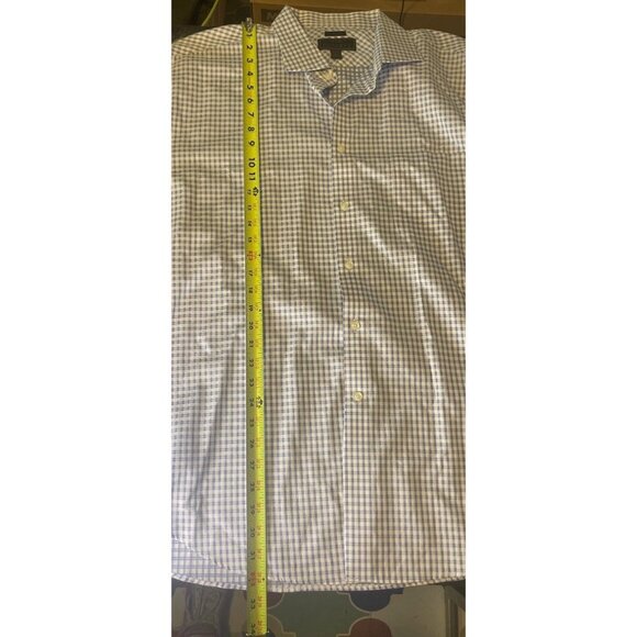 Jos A Bank Reserve Blue White Checked Plaid Button Down Wrinkle Free Shirt - Picture 8 of 10